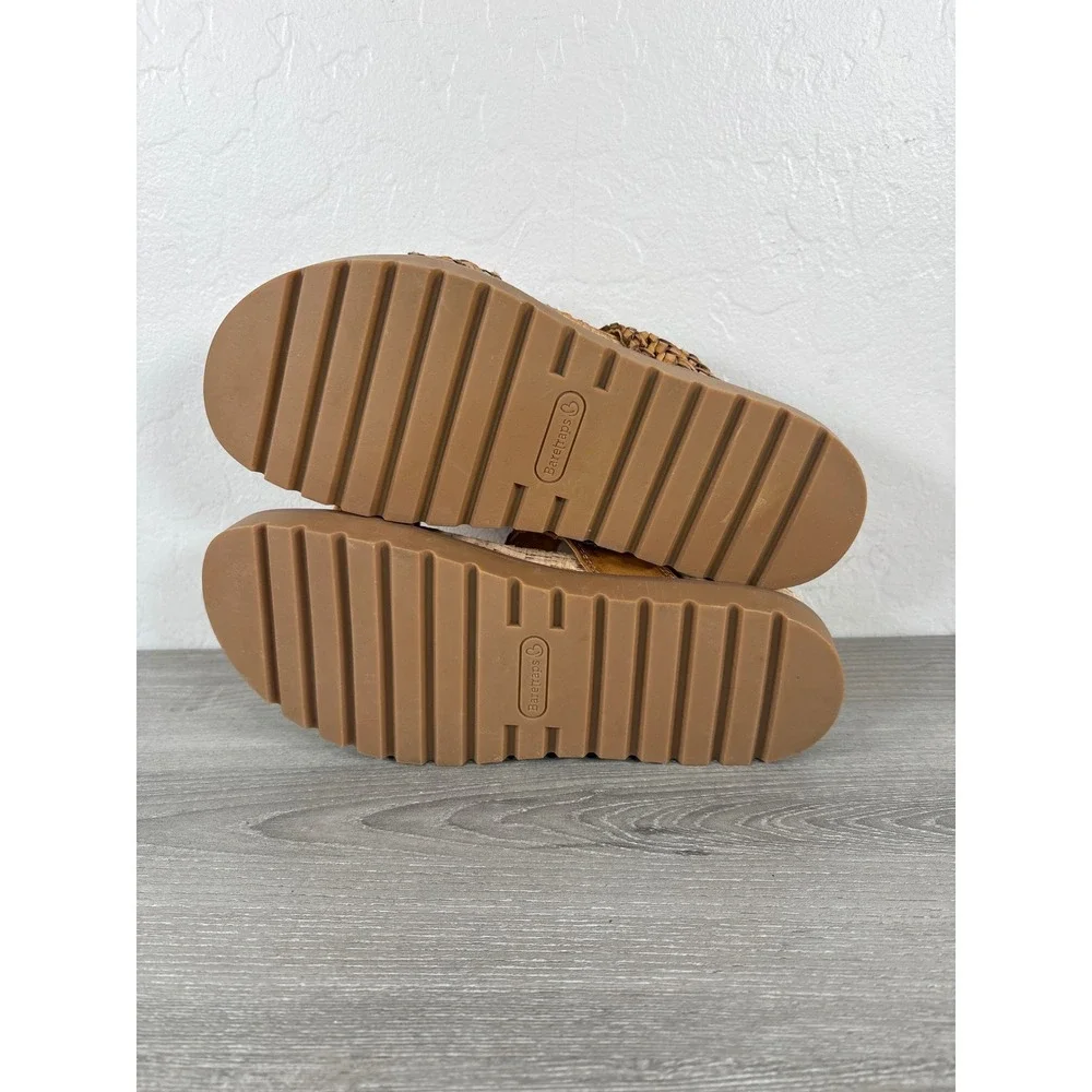 Baretraps Deanne Woven Braided 2 Strap Slide Sandals Brown Cork Platform Sz 7.5